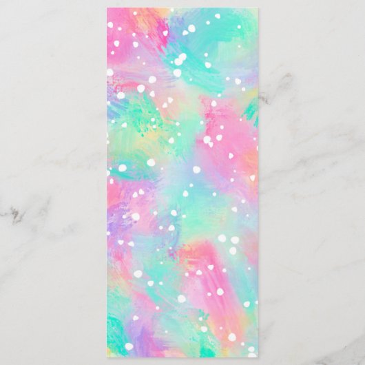 Artsy Kleurrijke Abstracte Verf Daub Polka Dots Menu (Achterkant)