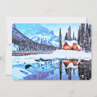 Artsy Lake Chalet Invite Kaart