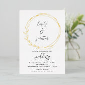 Artsy Laurel Leaf Lijst Script Weddenschap Real Folie Uitnodiging (Staand Voorkant)