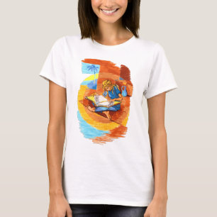 Artsy lezen in een vrouw t-shirt