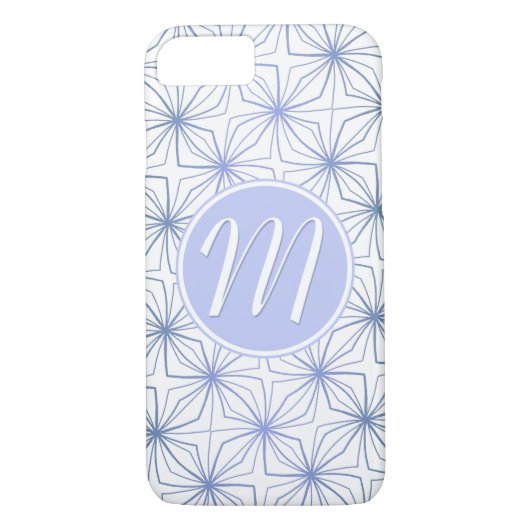 Artsy Lichtblauw Paarse Monogram Case-Mate iPhone Case (Achterkant)