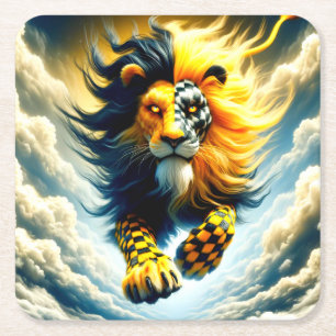 Artsy Lion Vierkante Kartonnen Onderzetter