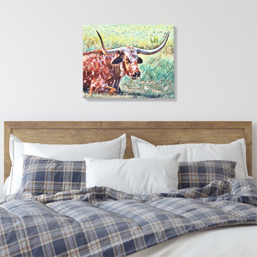 Artsy Longhorn Bague de vache toile d'art Imprimer (Insitu(Chambre))