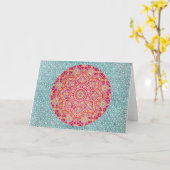 Artsy Mandala Pattern over Pattern Art Note Kaart  (Gele Bloem)
