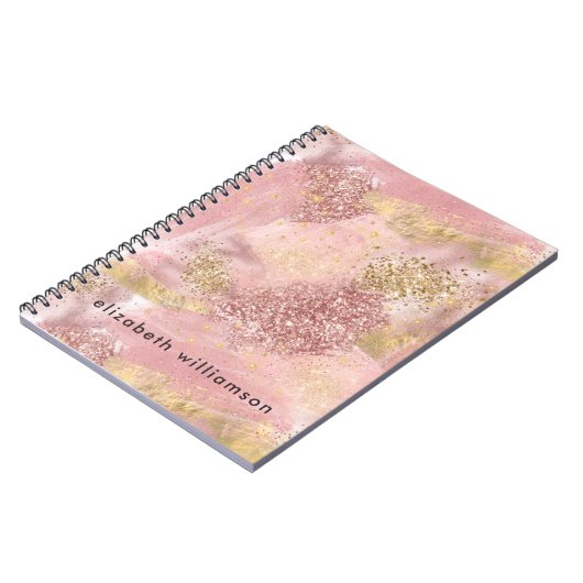 Artsy Modern Abstract Blush Pink Glitter Paint Notitieboek (Linkerzijde)