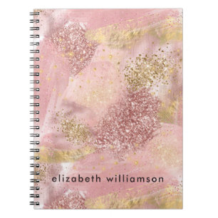 Artsy Modern Abstract Blush Pink Glitter Paint Notitieboek