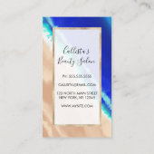 Artsy Modern Blue Blauwgroen Sandy Beach Waterverf Klantenkaartje (Achterkant)
