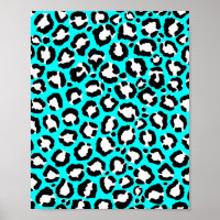 Artsy Modern Cyan Blue Leopard Animal Print