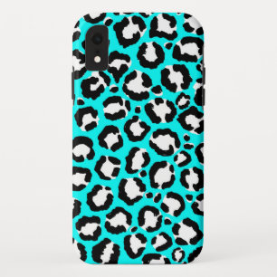 Artsy Modern Cyan Blue Leopard Animal Print iPhone XR Hoesje