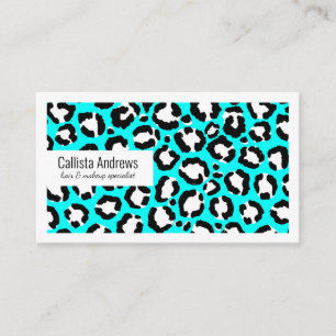 Artsy Modern Cyan Blue Leopard Animal Print Visitekaartje