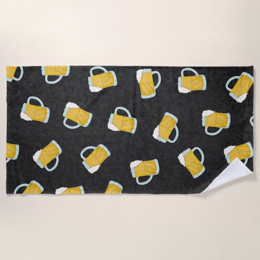 Artsy Modern Geel Zwart Waterverf Biersteins Strandlaken (Voorkant)