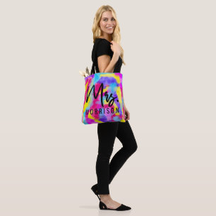 Artsy Modern Neon Colorful Rainbow Waterverf Draagtas