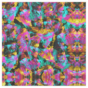 Artsy Modern Neon Colors Black Abstracte verfkunst Stof
