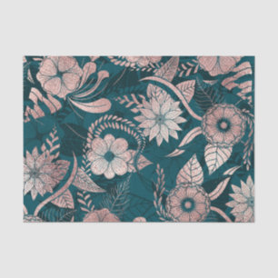 Artsy Modern Roos Gold Emerald Green Flowers Tissuepapier