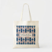 Artsy Modern Roos Gold Navy Blue Ikat Geo Tote Bag (Voorkant)