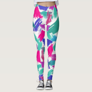 Artsy Modern Roze Blauwgroen Paarse borstelnaald C Leggings