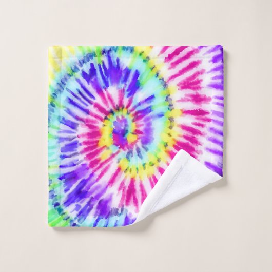 Artsy Neon Rainbow Tie Dye Motif d'aquarelle (Gant de toilette)