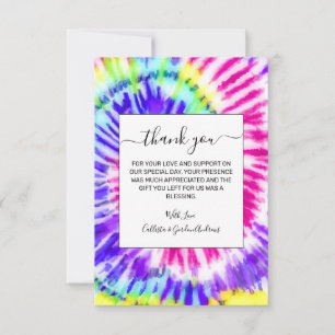 Artsy Neon Rainbow Tie Dye Waterverf Patroon Bedankkaart