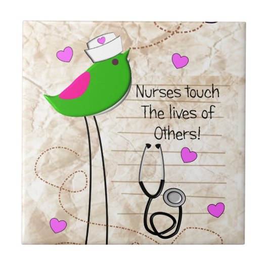 Artsy Nurse Bird Tegeltje (Voorkant)