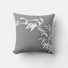 Artsy Oriental Zen Bamboo Shrub Gray & White Kussen
