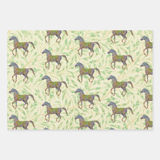 Artsy Paard Wrapping Craft Paper in Groen (Voorkant)