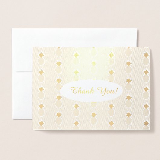 Artsy Pineapple Pattern Gold Folie Dank u kaart (Voorkant met envelop)