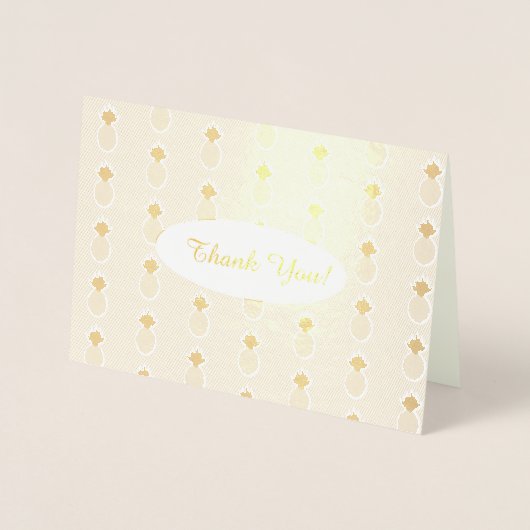 Artsy Pineapple Pattern Gold Folie Dank u kaart (Voorkant)