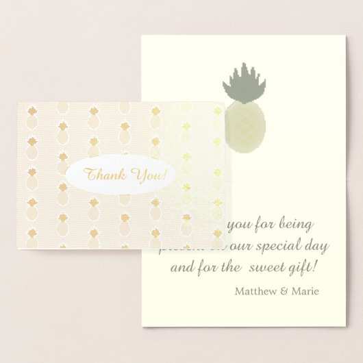 Artsy Pineapple Pattern Gold Folie Dank u kaart (Display)