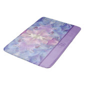Artsy Pink Blue Floral Hydrangea Monogram Bath Mat (Gekanteld)