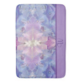 Artsy Pink Blue Floral Hydrangea Monogram Bath Mat (Voorkant Verticaal)
