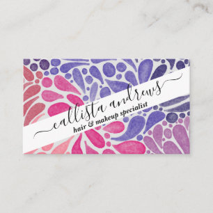 Artsy Pink Paarse Waterverf Abstracte Stippen Patr Visitekaartje