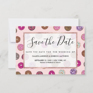 Artsy Pink Sprinkle Donuts Waterverf Patroon Save The Date
