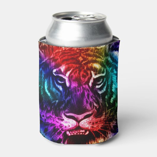 Artsy Rainbow Tiger Blikjeskoeler (Blikje Voorkant)
