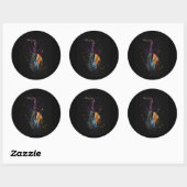 Artsy Saxophone Splatter en Splash Ronde Sticker (Vel)