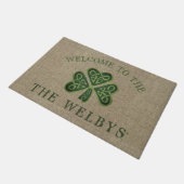 Artsy Shamrock gepersonaliseerde Ierse welkom deur Deurmat (Schuin)