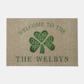 Artsy Shamrock gepersonaliseerde Ierse welkom deur Deurmat (Voorkant)