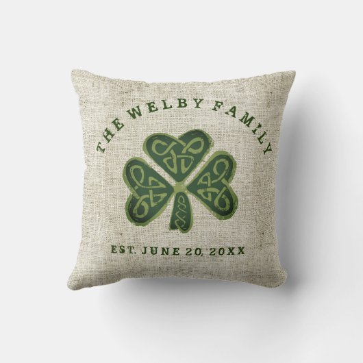 Artsy Shamrock Irish Family Est. Aangepaste datum Kussen (Achterkant)