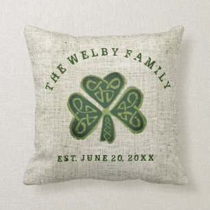 Artsy Shamrock Irish Family Est. Aangepaste datum Kussen