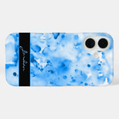 Artsy Sky Blue Waterverf Paint Spletters met naam Case-Mate iPhone Case (Achterkant (horizontaal))