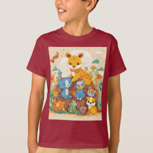 Artsy speels Kinder dier T-shirt ontwerp