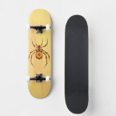 Artsy Spider op Geel Achterste Schaats Deck Skateboard (Voorkant)