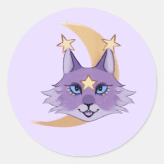 Artsy Star Cat Whimsigoth Ronde Sticker