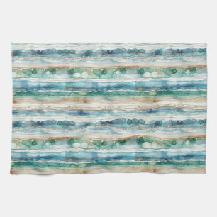 Artsy strand abstracte inktstrepen waffle-weefsel theedoek