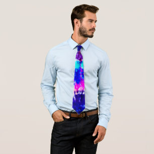 Artsy Summer Pink Blue Colorful Tie Patroon Stropdas