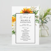 Artsy Sunflower Floral Wedding Ceremony Programme Kaart (Staand voorkant)