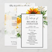 Artsy Sunflower Floral Wedding Ceremony Programme Kaart (Voorkant / Achterkant)