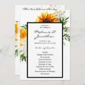 Artsy Sunflower Floral Wedding Ceremony Programme Kaart (Voorkant / Achterkant)