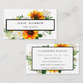 Artsy Sunflower Floral - Wit Visitekaartje (Voorkant / Achterkant)