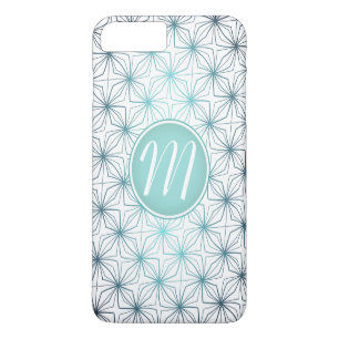 Artsy Teal Monogram Vintage Patroon iPhone 8 Plus / 7 Plus Hoesje