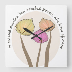 Artsy Trees Clock, docent in ruste Vierkante Klok